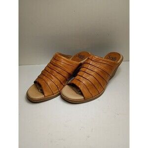 Sofft Women's Leather Sandals Mule Heel Slip-On Shoes Size 6.5 Tan Leather